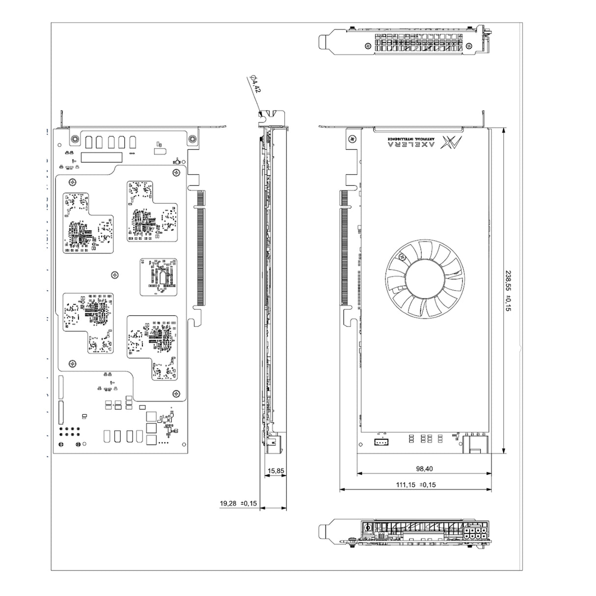 PCIe AI accelerator card. Powered by 4 quad-core Metis AIPUs