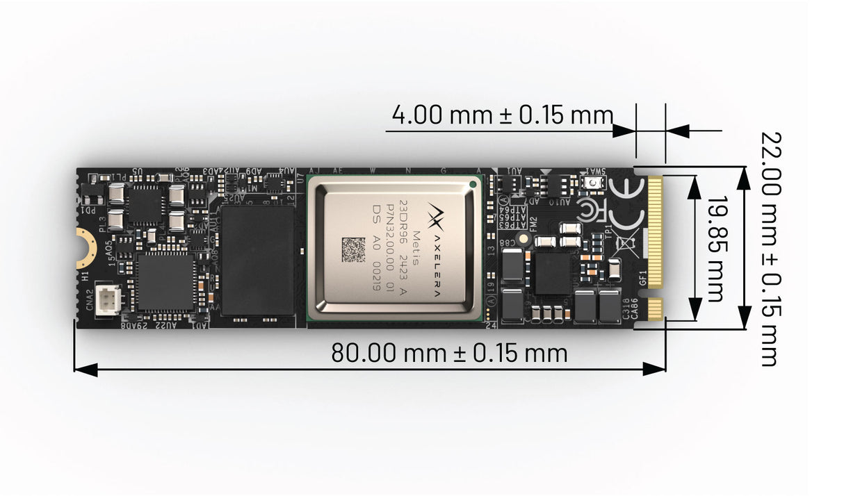 M.2 AI Edge accelerator card. Powered by a quad-core Metis AIPU